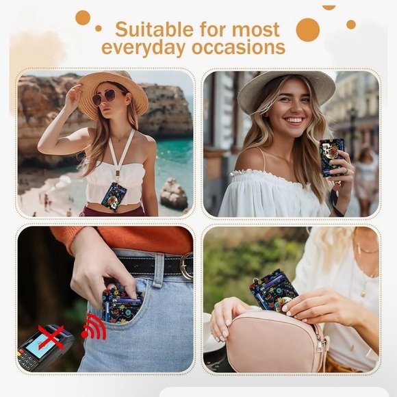 🆕 Cat Skull Credit Card Holder Slim Wallet, Floral Goth RFID Wallet  (new) - Picture 3 of 6